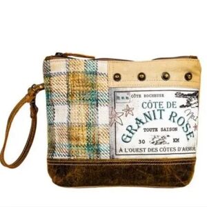 Myra Bag Plaid Patchwork Crossbody Wristlet in Brown, Tan, Cream, Green, Blue